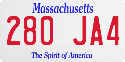 MA license plate 280JA4