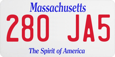 MA license plate 280JA5