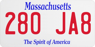 MA license plate 280JA8