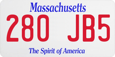 MA license plate 280JB5