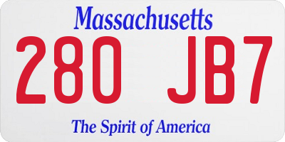 MA license plate 280JB7