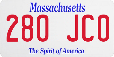 MA license plate 280JC0