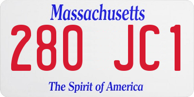 MA license plate 280JC1