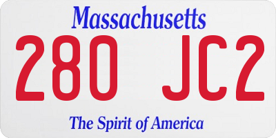 MA license plate 280JC2