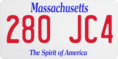 MA license plate 280JC4