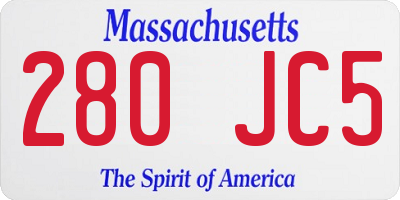MA license plate 280JC5