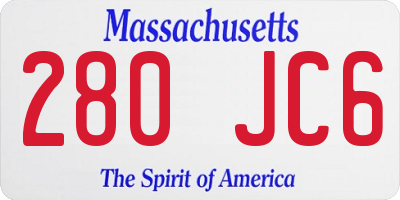 MA license plate 280JC6