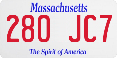MA license plate 280JC7