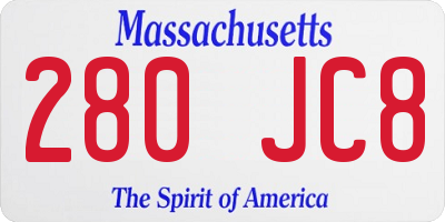 MA license plate 280JC8
