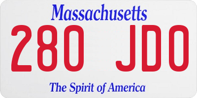 MA license plate 280JD0