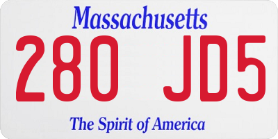 MA license plate 280JD5