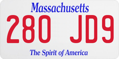 MA license plate 280JD9