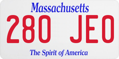 MA license plate 280JE0