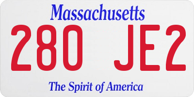 MA license plate 280JE2