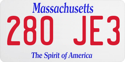 MA license plate 280JE3