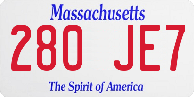 MA license plate 280JE7