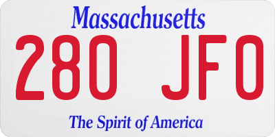 MA license plate 280JF0