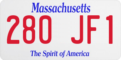 MA license plate 280JF1