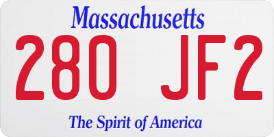 MA license plate 280JF2