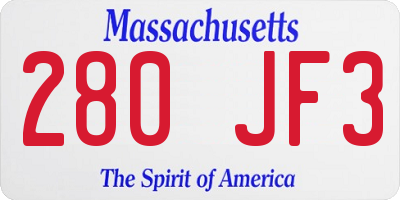 MA license plate 280JF3