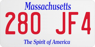 MA license plate 280JF4