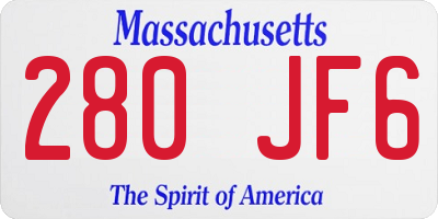 MA license plate 280JF6