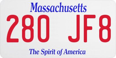 MA license plate 280JF8