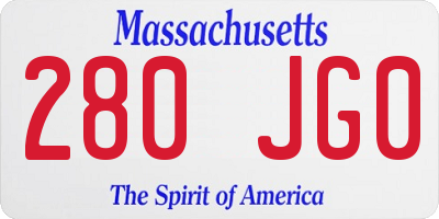 MA license plate 280JG0