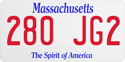 MA license plate 280JG2