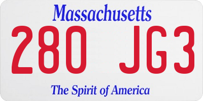 MA license plate 280JG3