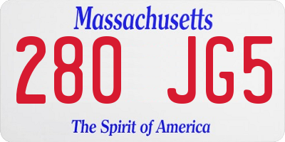 MA license plate 280JG5