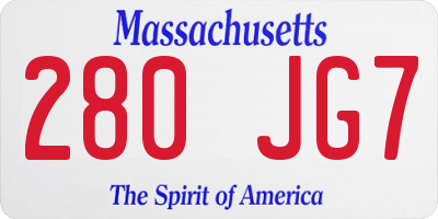 MA license plate 280JG7