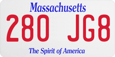 MA license plate 280JG8
