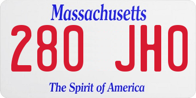 MA license plate 280JH0