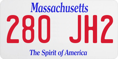 MA license plate 280JH2