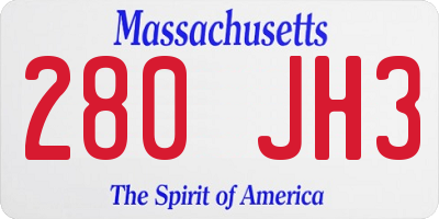 MA license plate 280JH3
