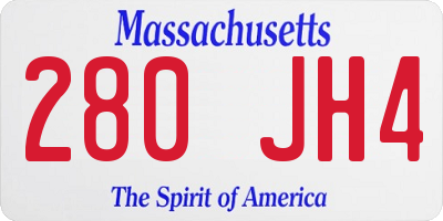 MA license plate 280JH4