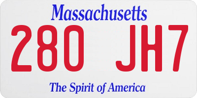 MA license plate 280JH7
