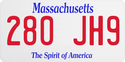 MA license plate 280JH9