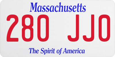 MA license plate 280JJ0