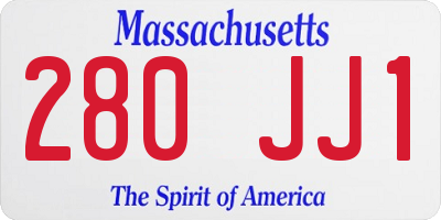 MA license plate 280JJ1