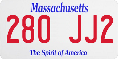 MA license plate 280JJ2