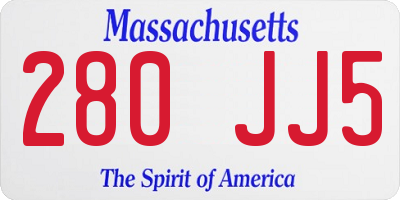 MA license plate 280JJ5