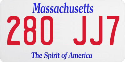 MA license plate 280JJ7