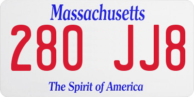 MA license plate 280JJ8