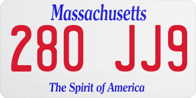 MA license plate 280JJ9