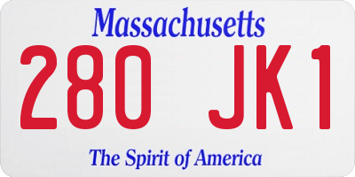 MA license plate 280JK1