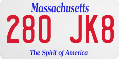 MA license plate 280JK8