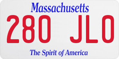 MA license plate 280JL0