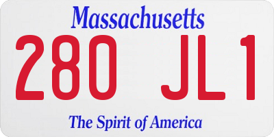 MA license plate 280JL1